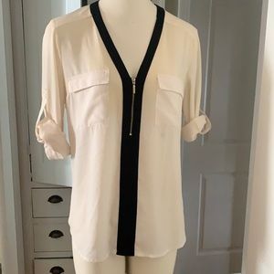 Express Cream and Black 3/4 Zip Shirt